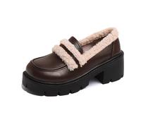 Generisch 2025 Stylish Loafers with Thick Padded Sole Cosy Fleece Lining for All Day Warmth. Casual Everyday Loafers with Gentle Arch Support Durable, brown, 6 UK