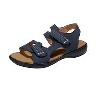 Generisch 2025 Summer Leopard Print Open Toe Hook Bow Flat Sandals, blue, 5 UK