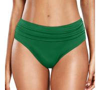 Generisch 2025 Summer Swimming Trunks, Women's Bikini Bottoms, Casual High Waisted Plain Split Swimming Trunks in Plus Size for Women, Bikini Bottoms with Leg (Silver XXL), Dark green, XL