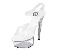 Generisch 2025 Super High Heels with Waterproof Platform Sandals Transparent Crystal Shoes 15 cm Shoes for Women Open, clear, 6 UK