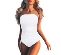 Generisch 2025 Swimsuits Beach Suit Swim Shorts Tankini Strapless Swimsuit for Women Bandeau Swimsuit Swimwear, White, XXL