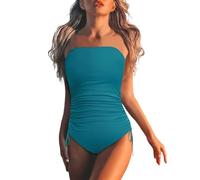 Generisch 2025 Swimsuits Beach Suit Swim Shorts Tankini Strapless Swimsuit for Women Bandeau Swimsuit Swimwear, Dark green, XXL