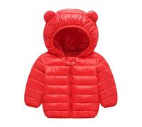Generisch 2025 Toddler Boys Winter Long Sleeve Solid Coat Bear Ears Hooded Jacket Thick Windproof Zip Warm Outerwear Backpack 2 Years Boy, red, 9-12 Months
