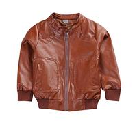 Generisch 2025 Toddler Kids Little Boys Long Sleeve Faux Leather Zip Jacket Spring Lightweight PU Coat for Boys Police Costume Set Children, brown, 11-12 Years