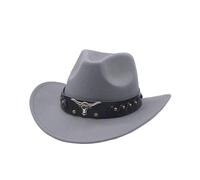Generisch 2025 Western Denim Curved Top Hat Wool Hat with Large Brim British Jazz Hat in Autumn and Winter Style Cowboy Women's Dress, gray, One Size
