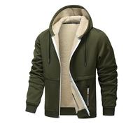 Generisch 2025 Winter Jacket Men's Lined Jacket with Zip Men's Outdoor Jacket Warming Jacket Coat Winter Coat Wolf, Green, XL