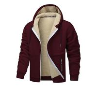 Generisch 2025 Winter Jacket Men's Lined Jacket with Zip Men's Outdoor Jacket Warming Jacket Coat Winter Coat Wolf, red, M