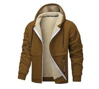 Generisch 2025 Winter Jacket Men's Lined Jacket with Zip Men's Outdoor Jacket Warming Jacket Coat Winter Coat Wolf, brown, XL