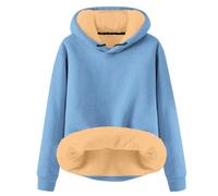 Generisch 2025 Winter Plain Velvet Hoodie Women's Vest Long Sleeve With, sky blue, 5XL