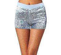Generisch 2025 Women Sequin Shorts Disco Hot Pants Shiny Sparkle Jazz Mini Shorts Stretch Dance Women, silver, M