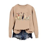 Generisch 2025 Women's Christmas Sweatshirt with Animal Christmas Farm Lover Print Pullover Without Men, khaki, S