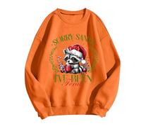Generisch 2025 Women's Crew Neck Long Sleeve Printed T-Shirt for Outdoor Workout Streetwear, orange, XL