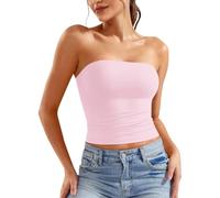 Generisch 2025 Women's Crop Top Strapless Bandeau Tube Top Sleeveless Backless Tank Bad Girl Things, pink, S