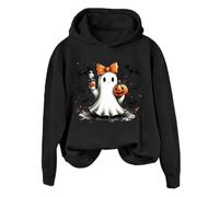 Generisch 2025 Women's Halloween Hoodie, Long Sleeve Lightweight Pullover Sweatshirt with Print, Casual Winter Fashion Tops, Anime Pullover, black, 4XL