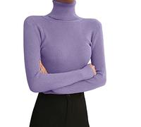 Generisch _2025 Women's Leggings with Turtleneck Long Sleeves Winter Tight Knitted Jumper with a Slim Black Pullover Under the Turtleneck Women's, purple, One Size