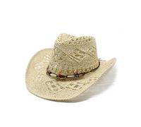 Generisch 2025 Women's Men's Summer Western Cowboy Hat Mouldable Straw Hat Hollowed Sun Hat Sun Hat Festival, beige, One Size