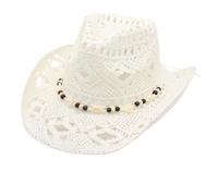 Generisch 2025 Women's Men's Summer Western Cowboy Hat Mouldable Straw Hat Hollowed Sun Hat Water Sun Hat, White, One Size
