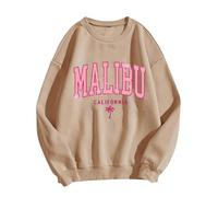 Generisch ~2025 Women's MSLIBU Printed Crew Neck Sweatshirt for Adults Cow Pullover, khaki, M