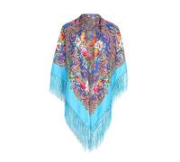 Generisch 2025 Women's Muslim Folk Custom Print Tassel Square Scarf Wrap Scarf Travel Hand for On the Go Scarves, Mint Green, One Size