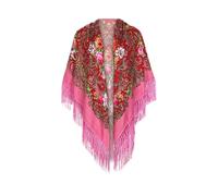 Generisch 2025 Women's Muslim Folk Custom Print Tassel Square Scarf Wrap Scarf Travel Wool Knitting Set, pink, One Size