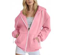 Generisch 2025 Women's Oversized Zip Up Hoodies Sweatshirts Clothing Teen Girl Casual Drawstring Jackets with Pockets Winter Parka Women's Warm, pink, L