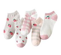 Generisch 2025 Women's Socks Slippers Checked Strawberry Cartoon Cute Summer Pattern Fashion Comfortable Socks House Socks Ballerina, Red (watermelon red), One Size