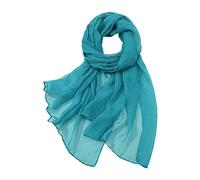 Generisch 2025 Women's Summer Casual Colourful Multicoloured Solid Colour Chiffon Thin Regular Silk Scarf Sun Protection Scarf Neon Fabric Cloths, blue, One Size