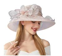 Generisch 2025- Women's Summer Dress Hat, Wide Leaf Flower Bridal Shower Hat, Sun Hat, Beach Hat, Sun Hat, Girls Cat, pink, One Size