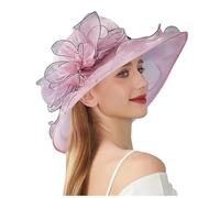 Generisch 2025- Women's Summer Dress Hat, Wide Leaf Flower Bridal Shower Hat, Sun Hat, Beach Hat, Sun Hat, Girls Cat, purple, One Size