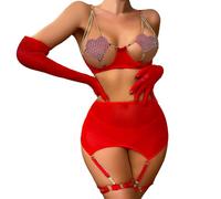 Generisch ~2025 Women's Three Point Underwear Lingerie Chubby, red, XXL