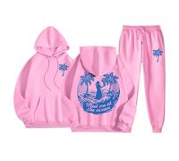 Generisch 2025 Women's Two-Piece Outfit Sets Hoodie Sweatshirt and Long Jogging Bottoms Jogger Workout Set Autumn Tracksuit Sweatsuits Christening Suit, pink, M