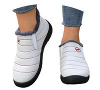 Generisch 2025 Women's Winter Ankle Boots Fashionable Fleece Lined Snow Boots Water Comfortable Casual Warm Slip-On Boots for Women Transparent Shoes, White, 4 UK