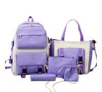 Generisch 2026 Backpack for Women with Large Capacity Durable School Bag in 5-Piece Set Lightweight Book Bag for Students Teenagers for Campus Lessons (Purple #9, One Size)
