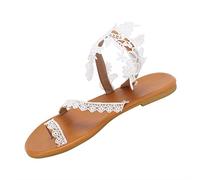 Generisch 2026 Beach Summer Women's Slip-On Flat Shoes with Open Toe Comfortable Leisure Sandals for Warm Days, White, 8.5 UK