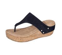 Generisch 2026 Border European And America Plus Size Solid Colour Summer New Item Round Thick Bottom Fashionable Wearing Herringbone Style Sandals For Women, black, 7 UK