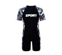 Generisch 2026 Boys Old Letter Print Zip One Piece Swimsuit | Quick-Drying Rash Guard for Swimming Play on the Beach, black, 10-11 Years