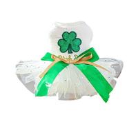 Generisch 2026 & Cat Tutu Dress with Green Bow - Embroidered Four-Leaf Dress, Up to Medium Size, for Birthdays Weddings (White, 27 x 42 cm)