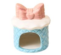 Generisch 2026 Ceramic Hamster Nest Hideaway with Heat Dissipation, Easy to Clean, Cartoon Cake-Shaped, Cool Store for Hamsters, Flower Mice, Indoor (Blue, 9.4 x 9.4 x 10.5 cm)