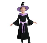 Generisch 2026 Charming Witch Costume in Purple for Halloween Ghost Performances Theatre Pieces Elegant Princess Fancy Dress with Long Sleeve Dress (Purple, 4-6 Years)