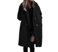 Generisch 2026 - Double Breasted Long Trench Coat for Women Windproof Classic Slim Coat Women's Winter Black, black, XL