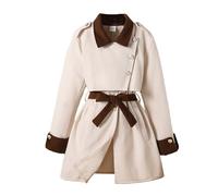 Generisch 2026 Elegant Short Girls Coat Contrast Trim Winter Fashion Long Sleeve Double Breasted Body Shaping Jacket for Teen Girls Young Women