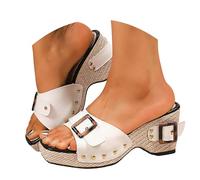 Generisch 2026 Ethnic Weave Open Toe Platform Sandals Casual Summer Shoes, White, 8 UK