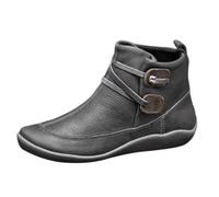 Generisch 2026 Europe the United States Style Women's Shoes Low Heel Back Zipper Big Yards Fashion Boots Thick with, gray, 10 UK