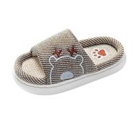 Generisch 2026 Family Child Linen Slippers with Thick Sole Non-Slip for Parenting Cotton Comfortable Warm, coffee, 13 UK