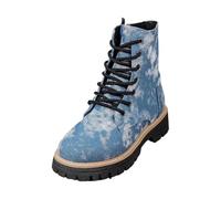 Generisch 2026 - Fashion Denim with Round Toe Lace Up Design Chunky Heel for Stylish Comfort, blue, 8.5 UK