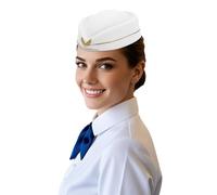 Generisch 2026 Fashion Style Ceremonial Hat Flight Attendant Hat Hotel Receptionist Beret Hat, White, One Size