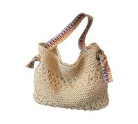 Generisch 2026 Fashion Style Woven for - 2025 Large Capacity Woven Shoulder Section, Ideal for Casual Wear Beach Trips, White, 37x30x12cm