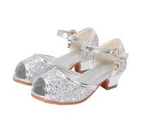Generisch 2026 Girls Sandals Closed Toe Heels Wedding Party Shoes Sequin Bow for Toddlers, silver, 13 UK Child