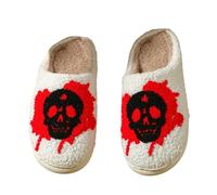 Generisch 2026 Halloween Gift Halloween Cute Cartoon Warm Winter Slippers for Couples Cuddly Slippers with Non-Slip Sole Comfortable Slippers for Cosy Days, White, 12 UK