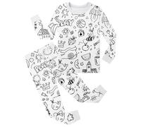 Generisch 2026 Handmade Doodle Sketch Painting Fun DIY Long Sleeve Crew Neck Set for Creative Leisure Outfit with Unique Design (White, 5-6 Years)